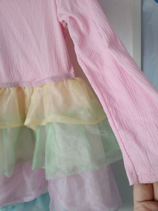Sukienka tęczowa tęcza tiul tiulowa kolorowa h&M 122/128