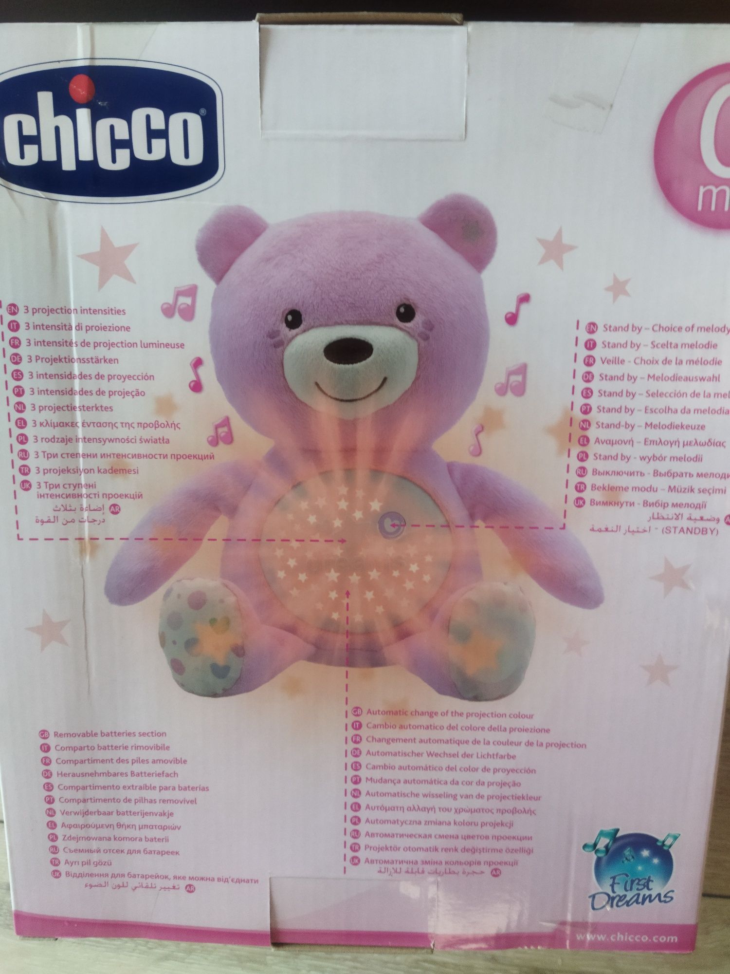 CHICCO MIŚ 3W1 maskotka lampka  nocna PROJEKTOR