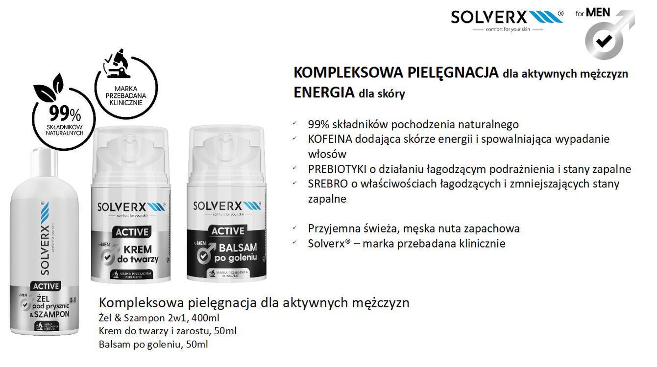 SOLVERX ACTIVE MEN Żel pod prysznic i szampon 2w1