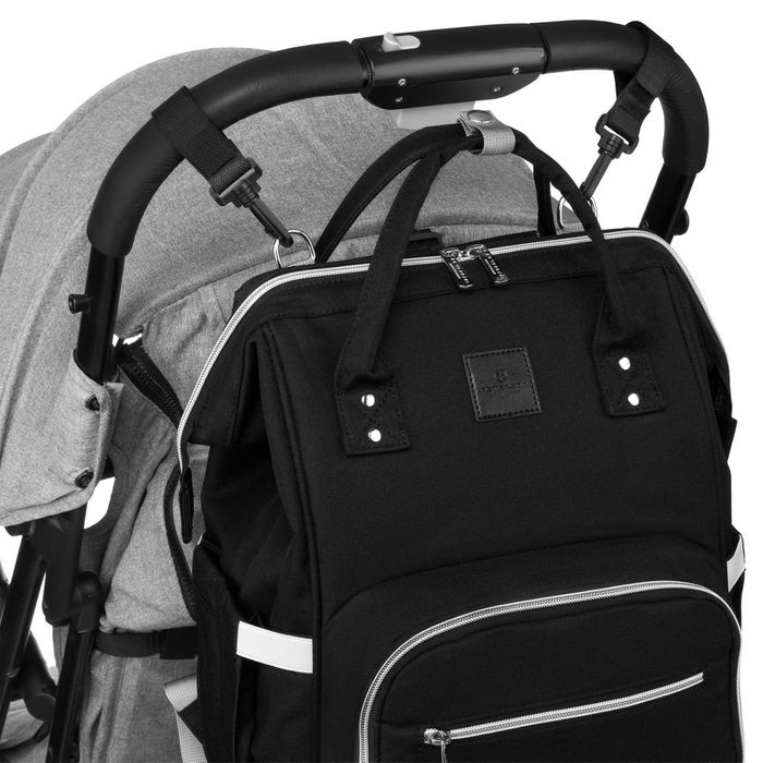 plecak miejski dla mamy z uchwytami na wózek czarny - peterson