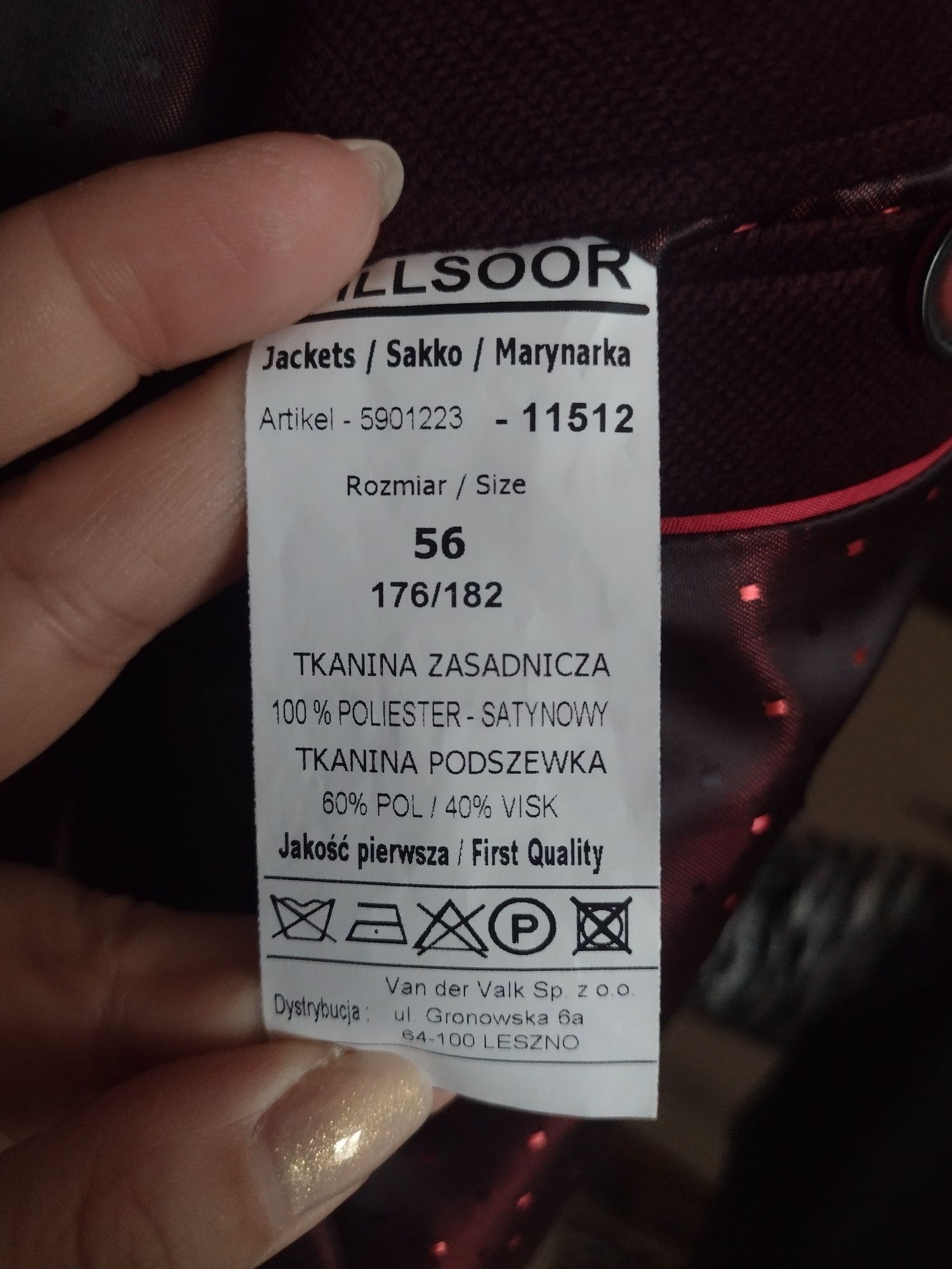 Bordowa marynarka męska z weluru XXL