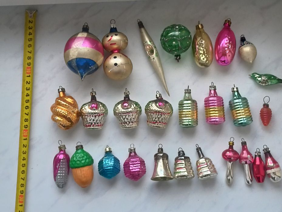 Bombki choinkowe PRL-zestaw 27 sztuk