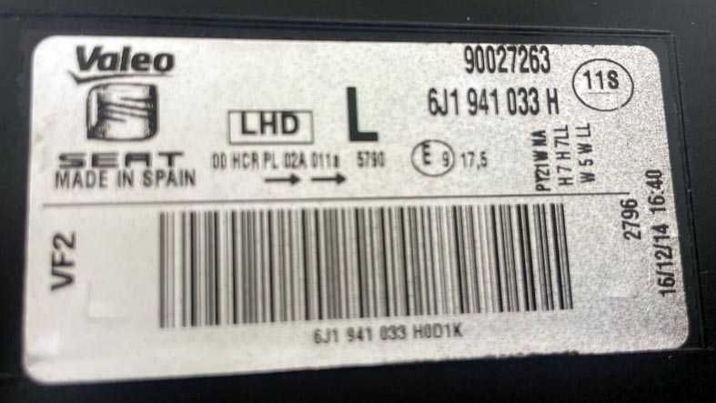 otica frontal ESQ seat ibiza IV 6J . fase 2