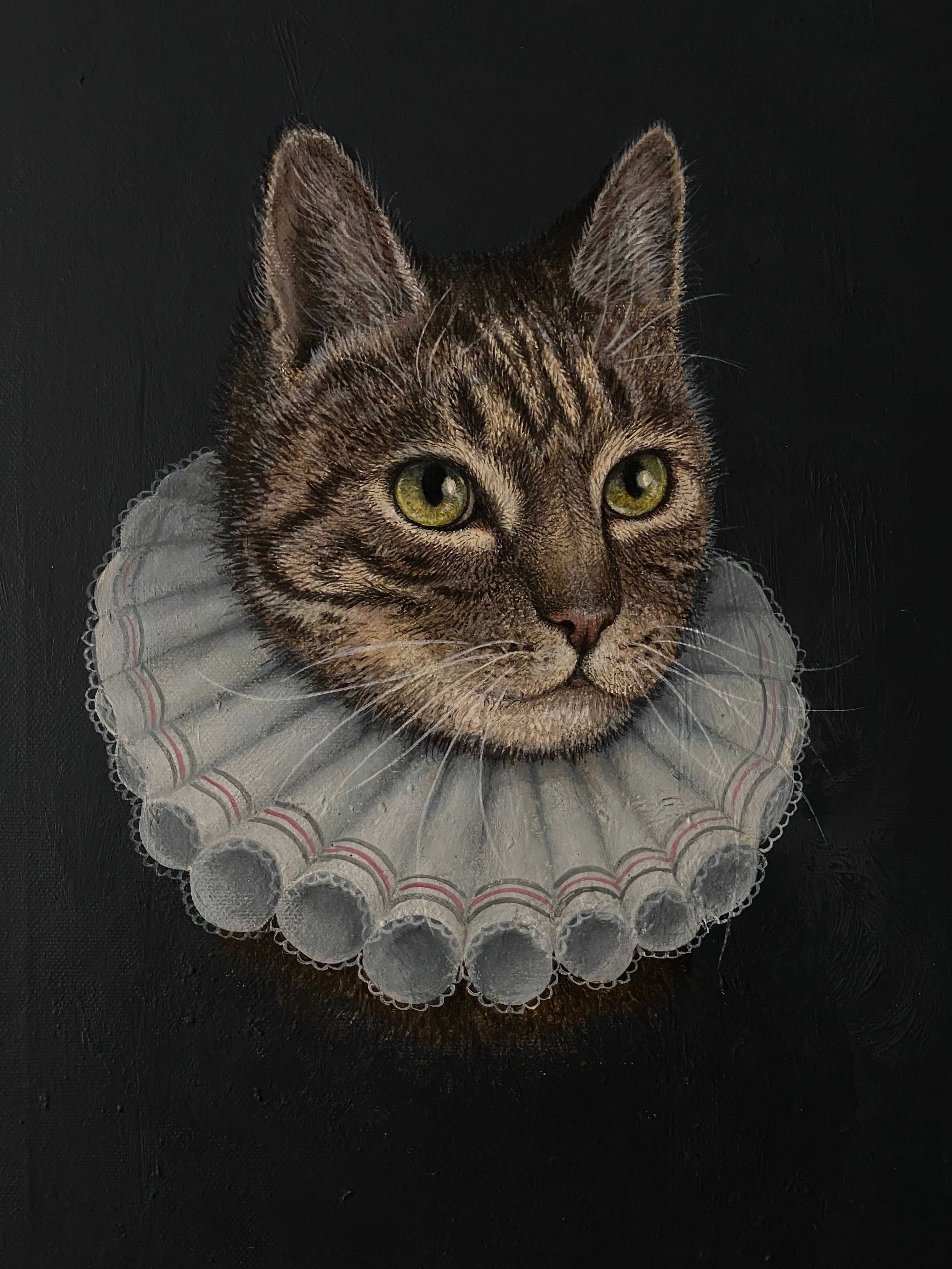 Ręcznie malowany obraz z kotkiem