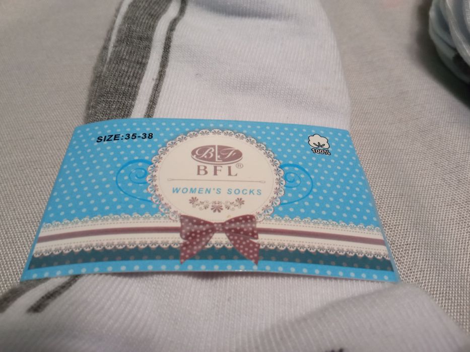 Komplet 6 par skarpetek / stopek damskich biało-szarych 35-38