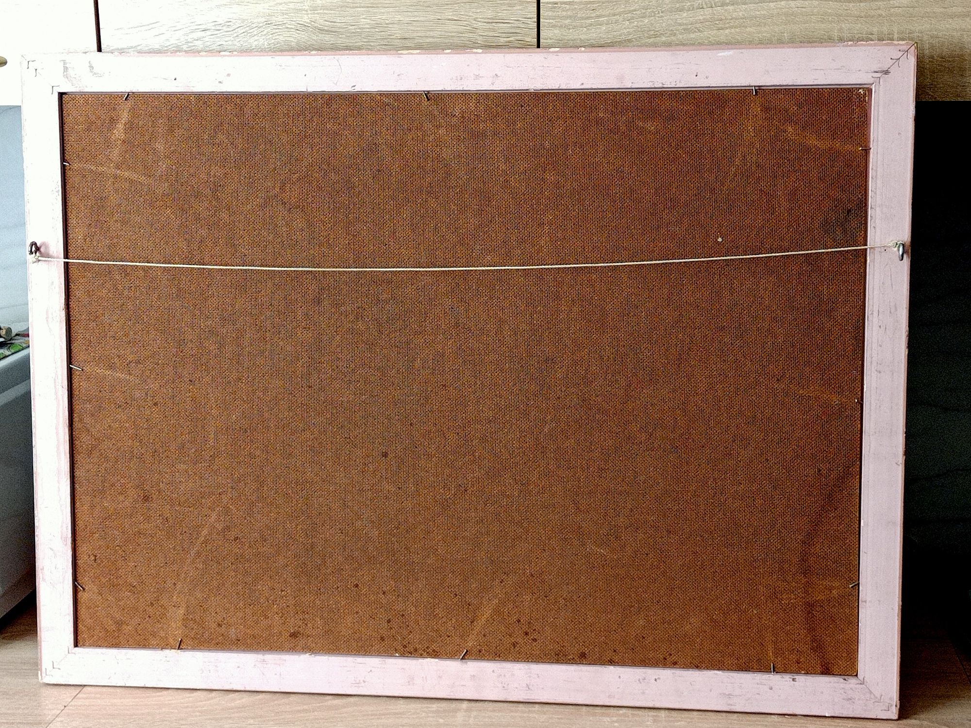 Stary obraz olejny na płycie Pejzaż wymiar 77cm X 57cm