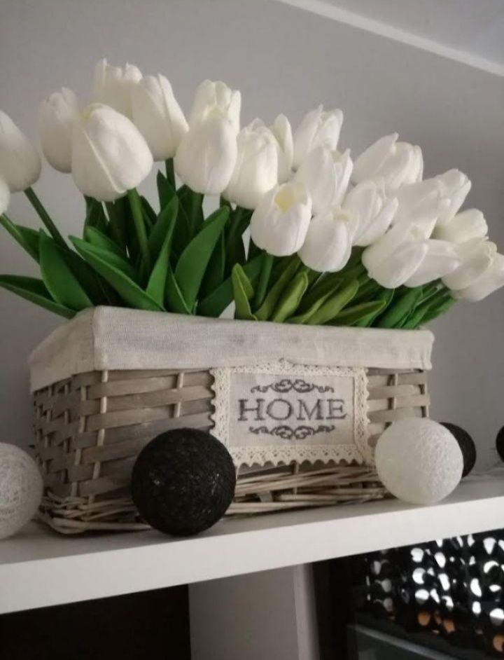 Białe tulipany silikonowe dwa bukiety