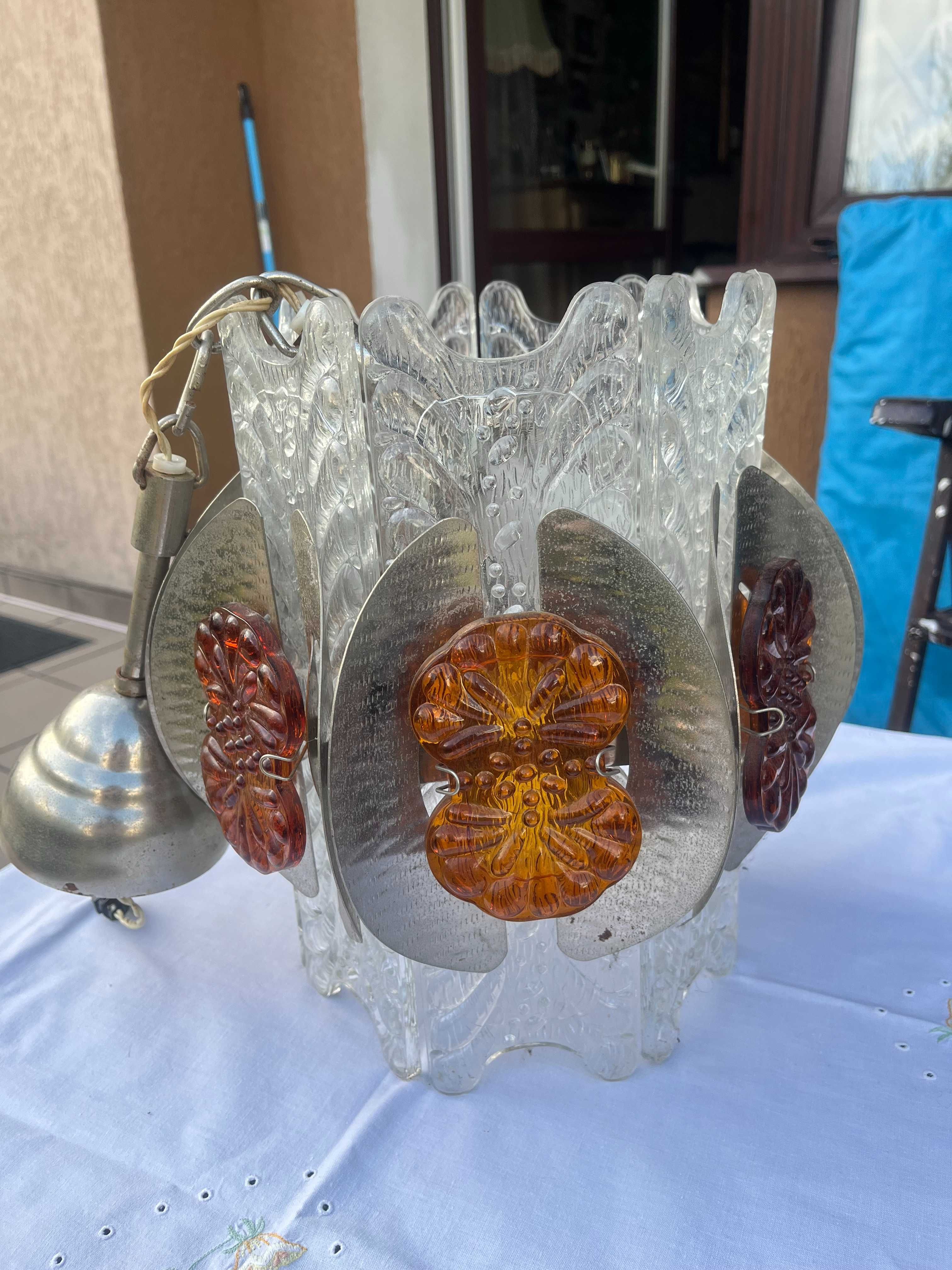 lampa sufitowa lata 80-te grube szkło