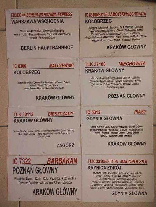 8 sztuk PKP tablice relacyjne plastikowe dwustronne oryginalne