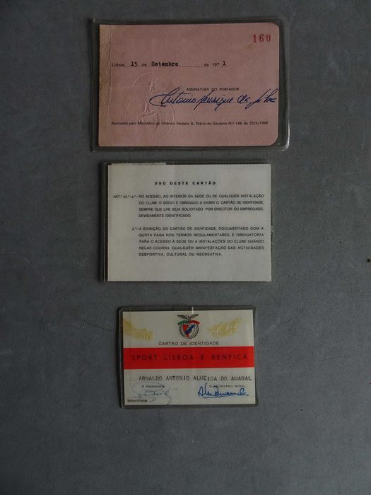 Antigo cartão Antigos cartões de sócio do Benfica
