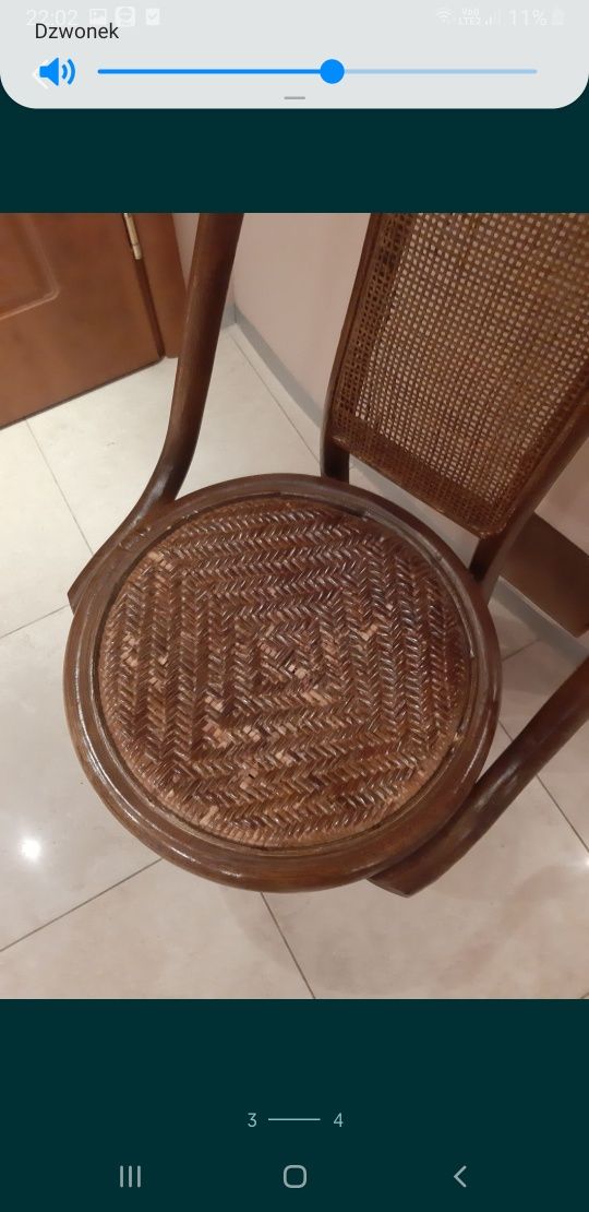 Krzesło rattan obrotowe vintage kolekcja krzesełko fotel brąz boho