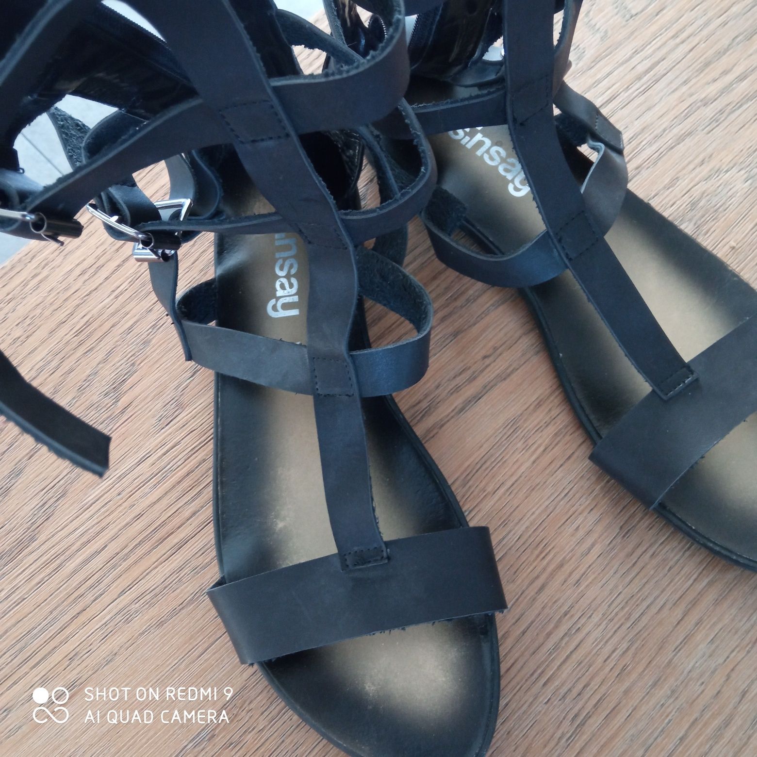 Długie sandały damskie, czarne Sinsay, rozmiar 41