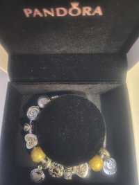 Pandora piękna bransoletka srebrna  z 14 karatowym złotem !