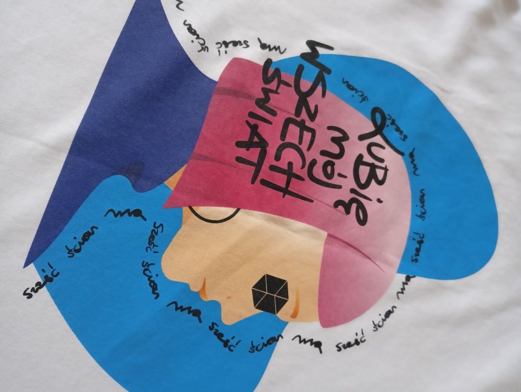 Biała koszulka, unisex, L, t-shirt, Lech, Lubię swój wszechświat.