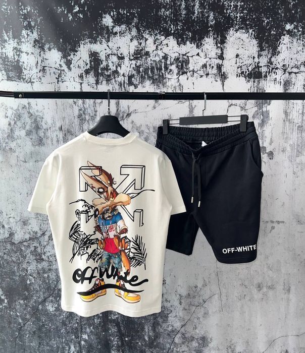 OFF-white bugs bunny футболка шорты комплект летний мужской черный