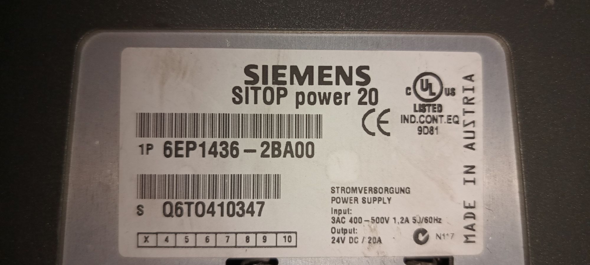 Блок живлення Siemens SITOP 20    ac 380 - dc 24v 20a