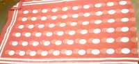 Szeroki  rudy szal szyfonowy w biale kropkii
