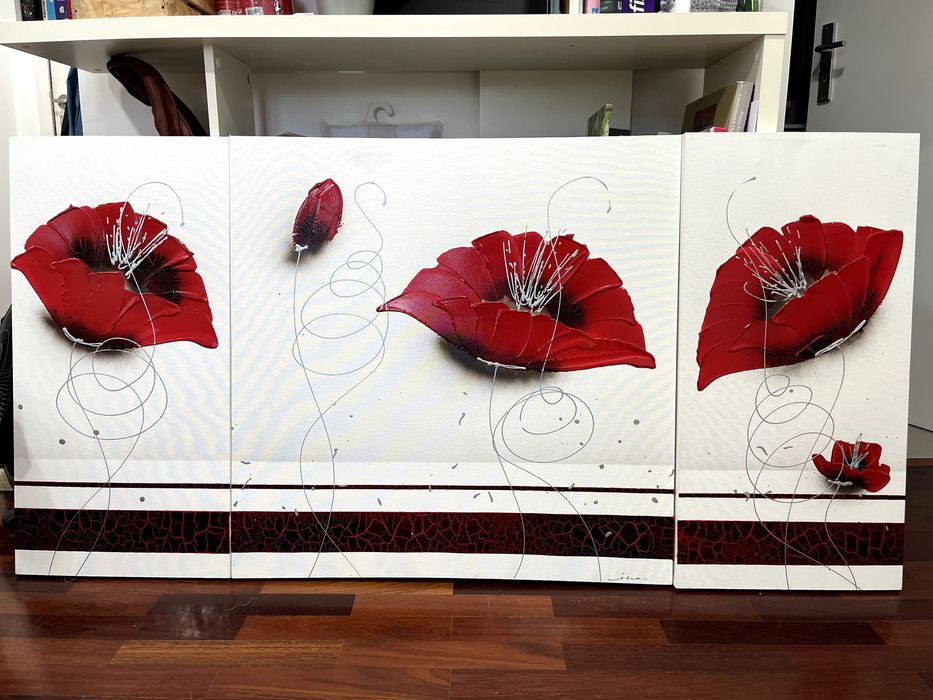 Pintura sobre tela: papoilas