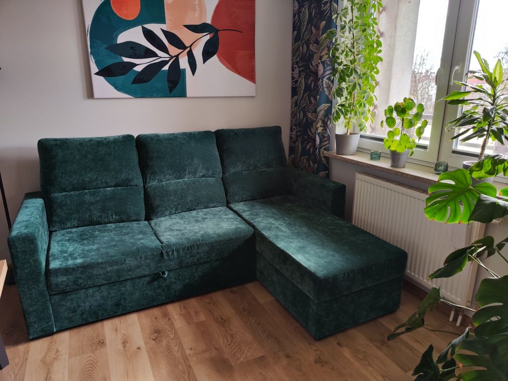 Narożnik butelkowa zieleń / Agata Meble 227 cm