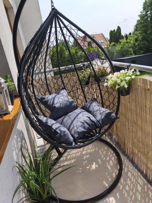 Fotel wiszący ogrodowy kokon poduszki komplet