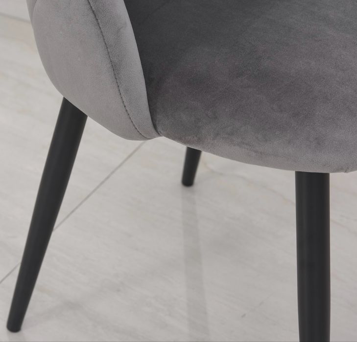 Zestaw 2 krzeseł tapicerowanych kuchnia jadalnia aksamit szary