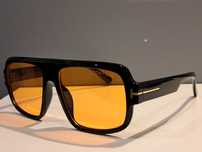 TOM FORD unisex nowe czarne okulary przeciwsłoneczne żółte szkła