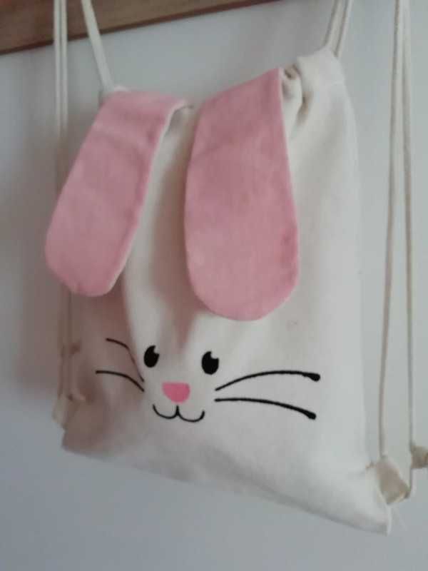 Saco de pano coelho bunny / sacola / mochila para criança