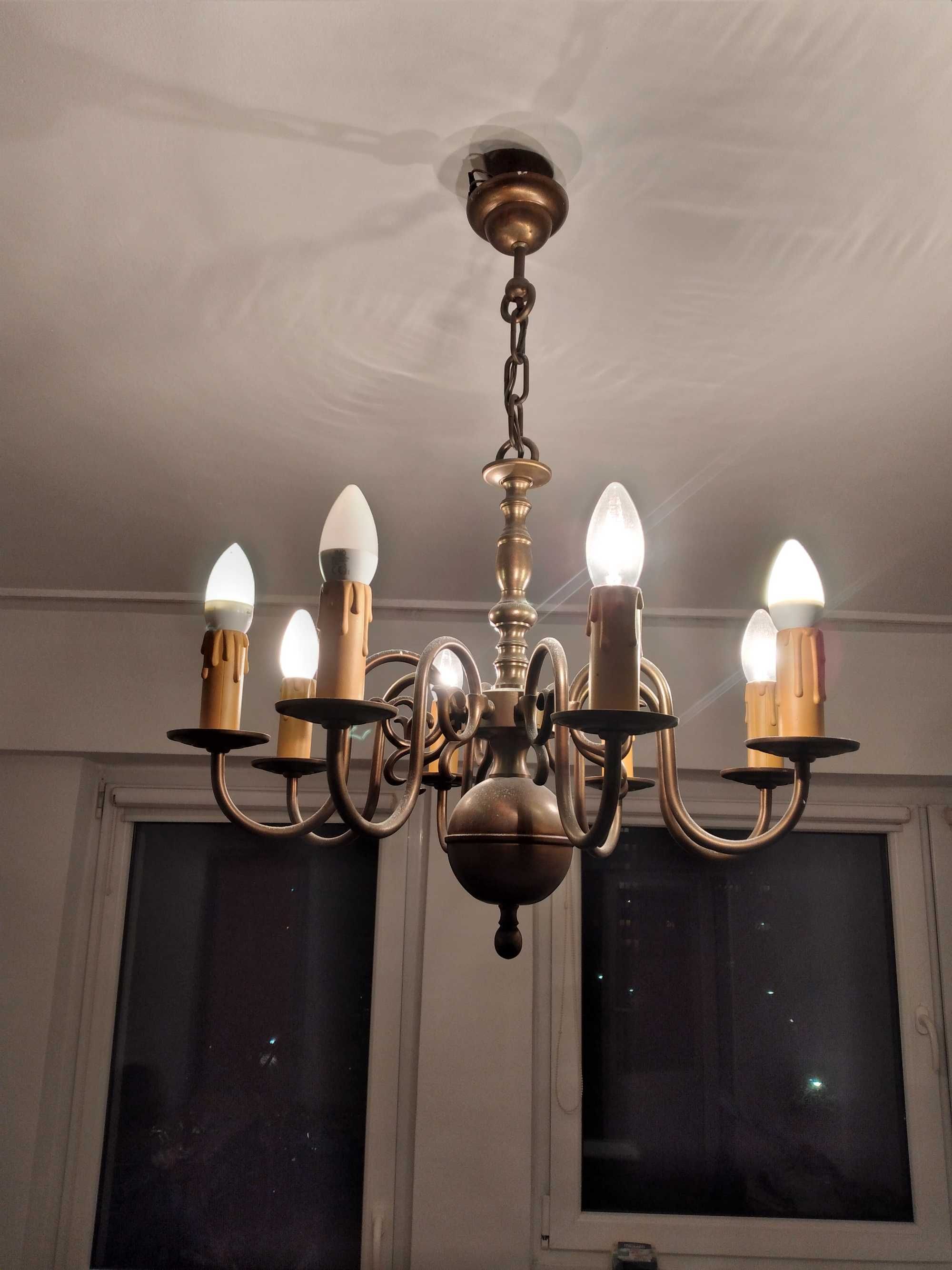 Żyrandol mosiężny vintage, lampa sufitowa