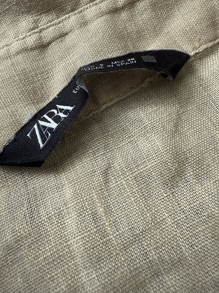 Льняна жіноча сорочка ZARA, p.S, колір бежевий