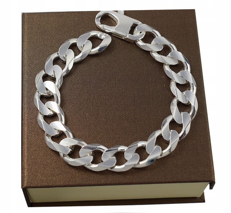 Srebrna Gruba Bransoleta Pancerka 1,50 cm Szeroka GRAWER GRATIS