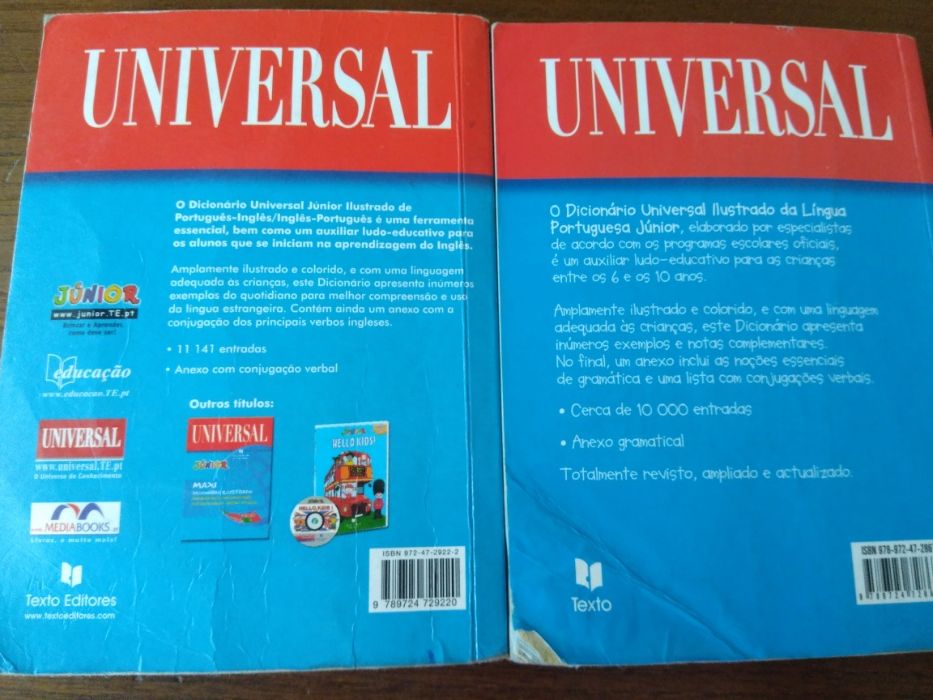 Dicionários ilustrados UNIVERSAL júnior da Texto Editora