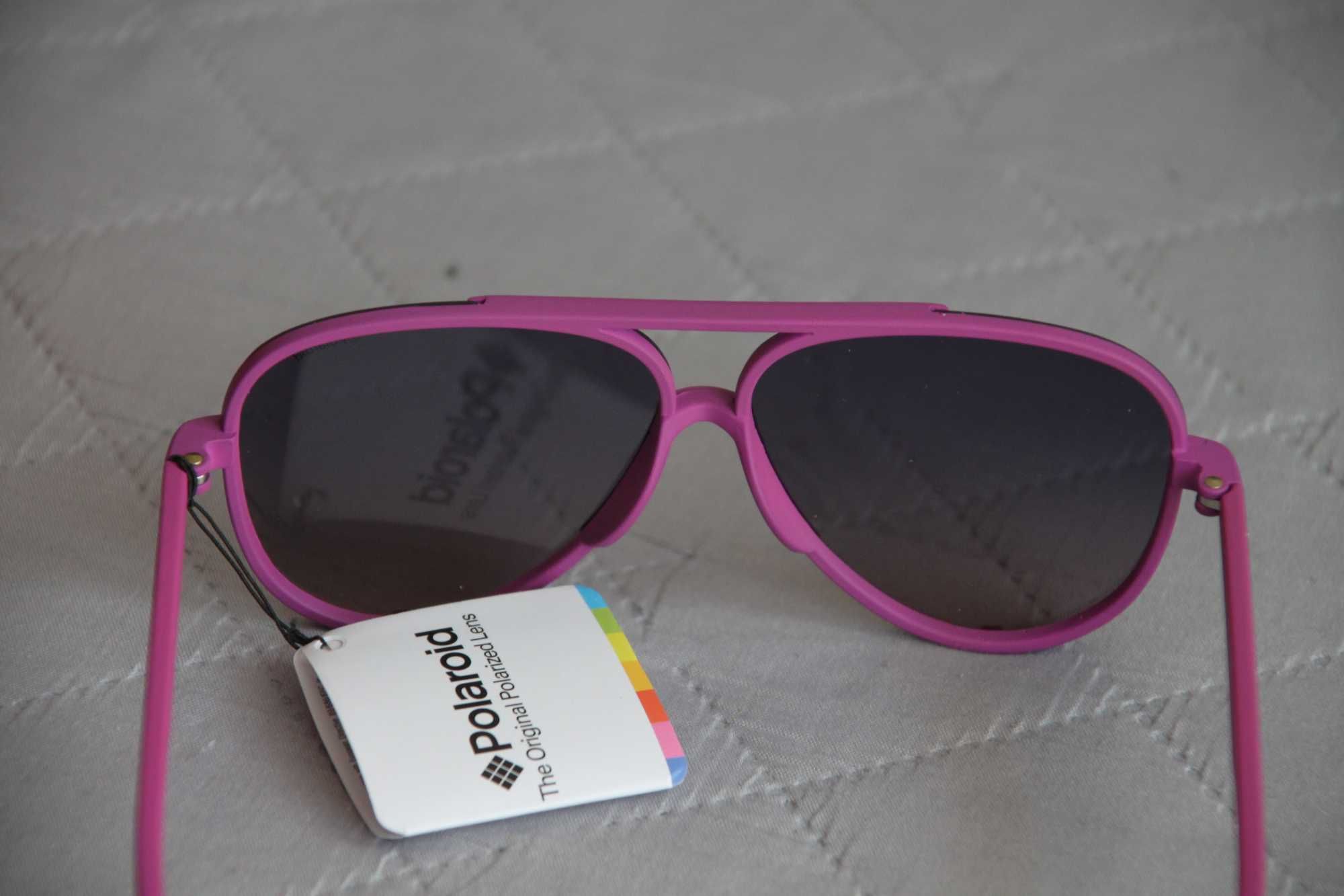 Polaroid, nowe różowe/fioletowe okulary przeciwsłoneczne