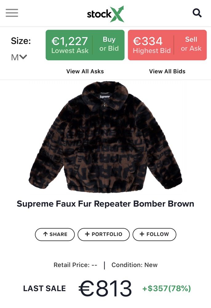 Vendo supreme bomber jacket faux fur original fatura