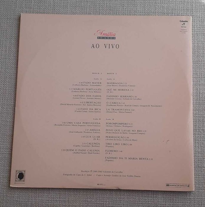 Lp/ vinil  duplo album -  Amlia 50 anos " Ao vivo"