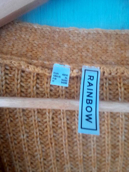 Mega cieply sweter 48 wiązany w pasie kardigan
