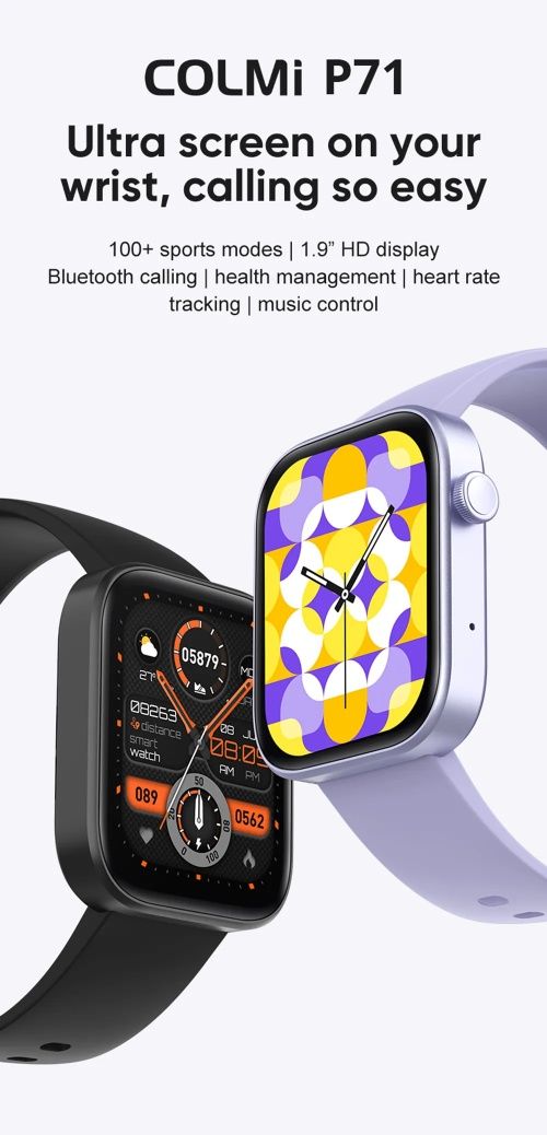 Nowy zafoliowany smartwatch Colmi P71, można przez niego rozmawiać