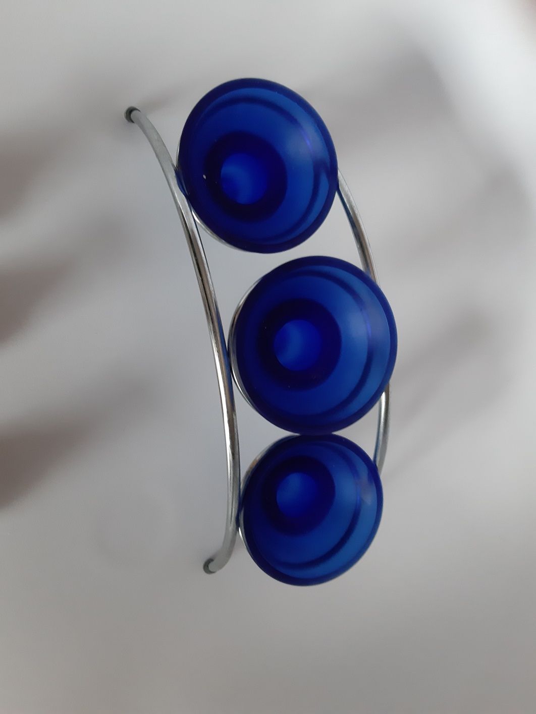 Świecznik kobalt szkło prl kolekcja vintage niebieski home boho styl
