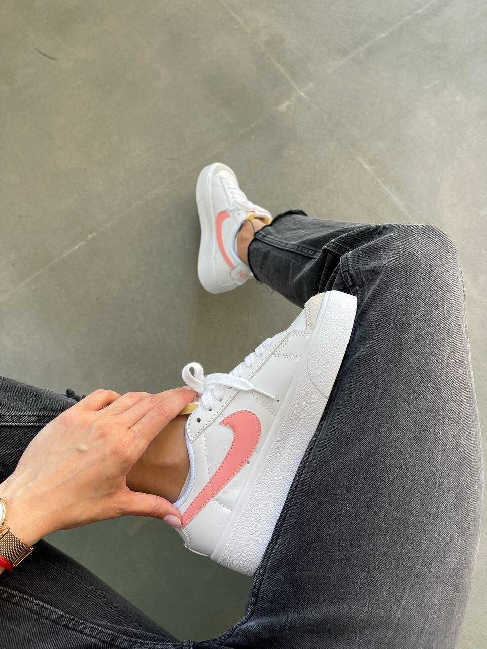 Жіночі кросівки Nike Blazer Low білий з рожевим N00173 ХІТ