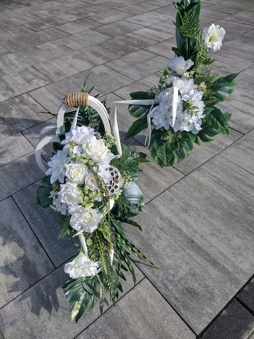 Komplet nagrobny, biały, wiązanka na grób