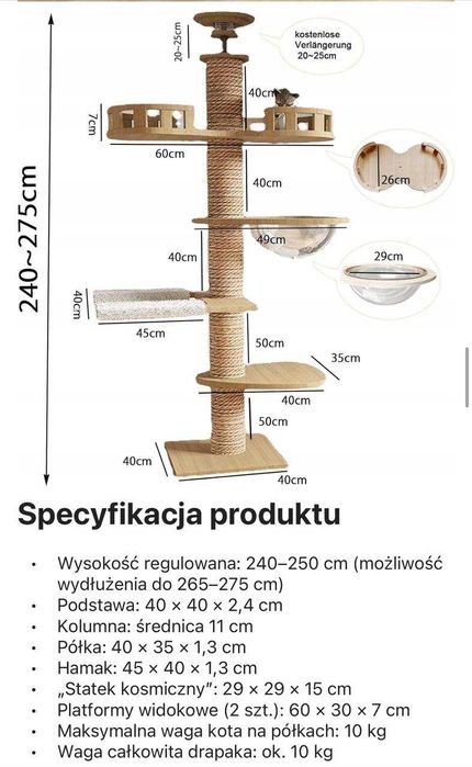 drapak dla kota – do sufitu