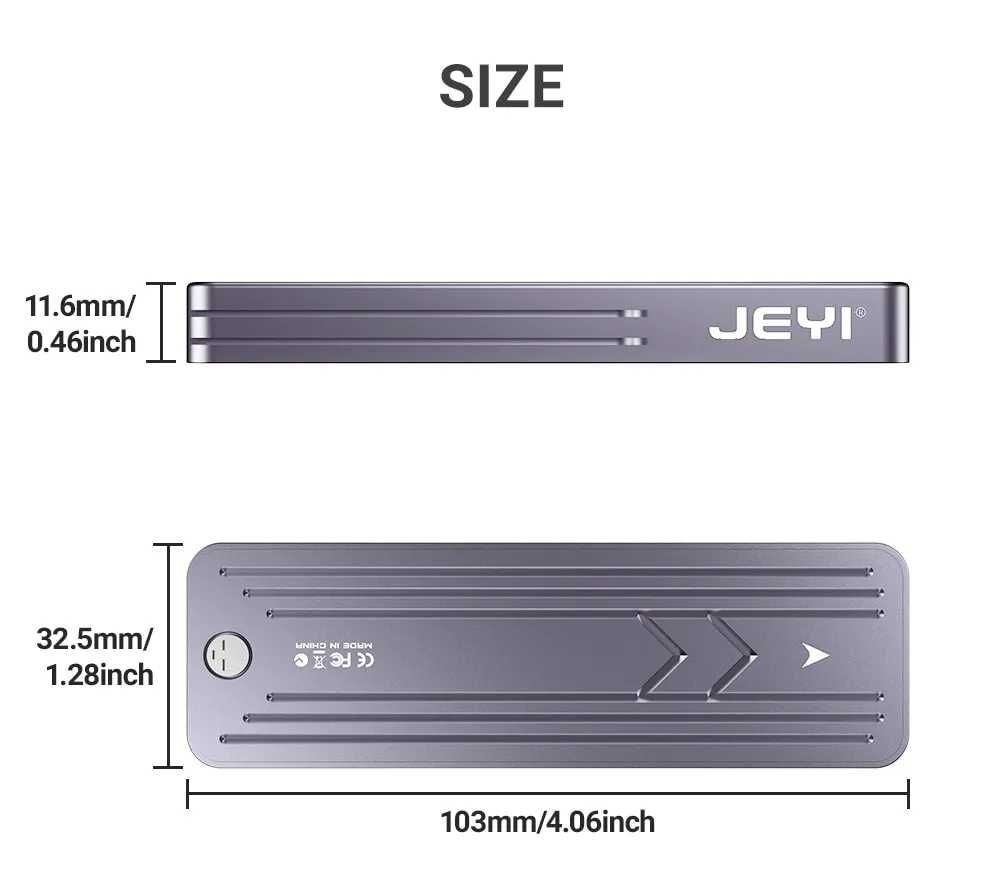 JEYI i9x NVMe / SATA SSD карман, USB 3.2 10Gbps, в комплекте 2 USB