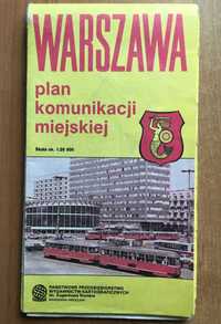 Warszawa plan komunikacji miejskiej 1988 rok - Okazja !
