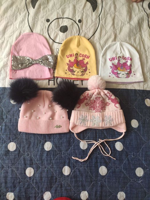 Набір шапок осінь зима для дівчинки, шапки дитячі