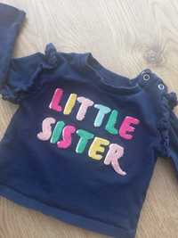 Bluzeczka bluzka niemowlęca z długim rękawem granatowa młodsza siostra