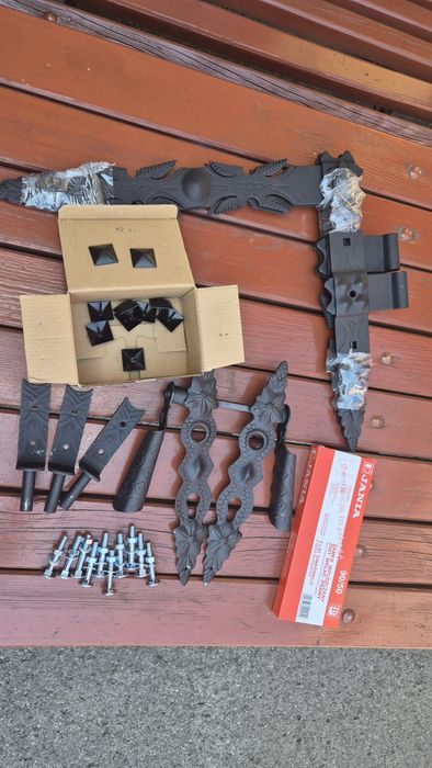 Zawias drzwiowy kuty narożny 50cm Zawias garażowy 6 elem.haki komplet