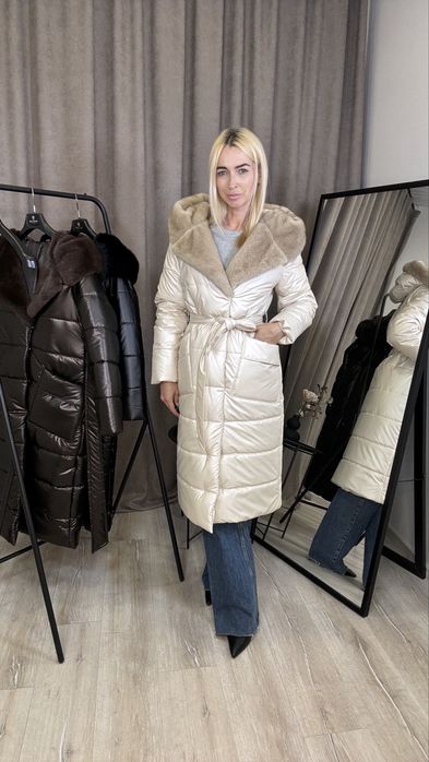 Зимове пальто з еко норкою