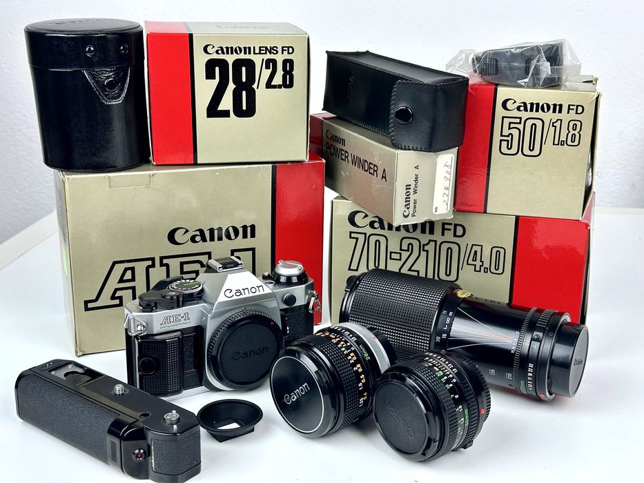Canon AE-1 Program + 3 obiektywy + Power Winder A | w pudełkach