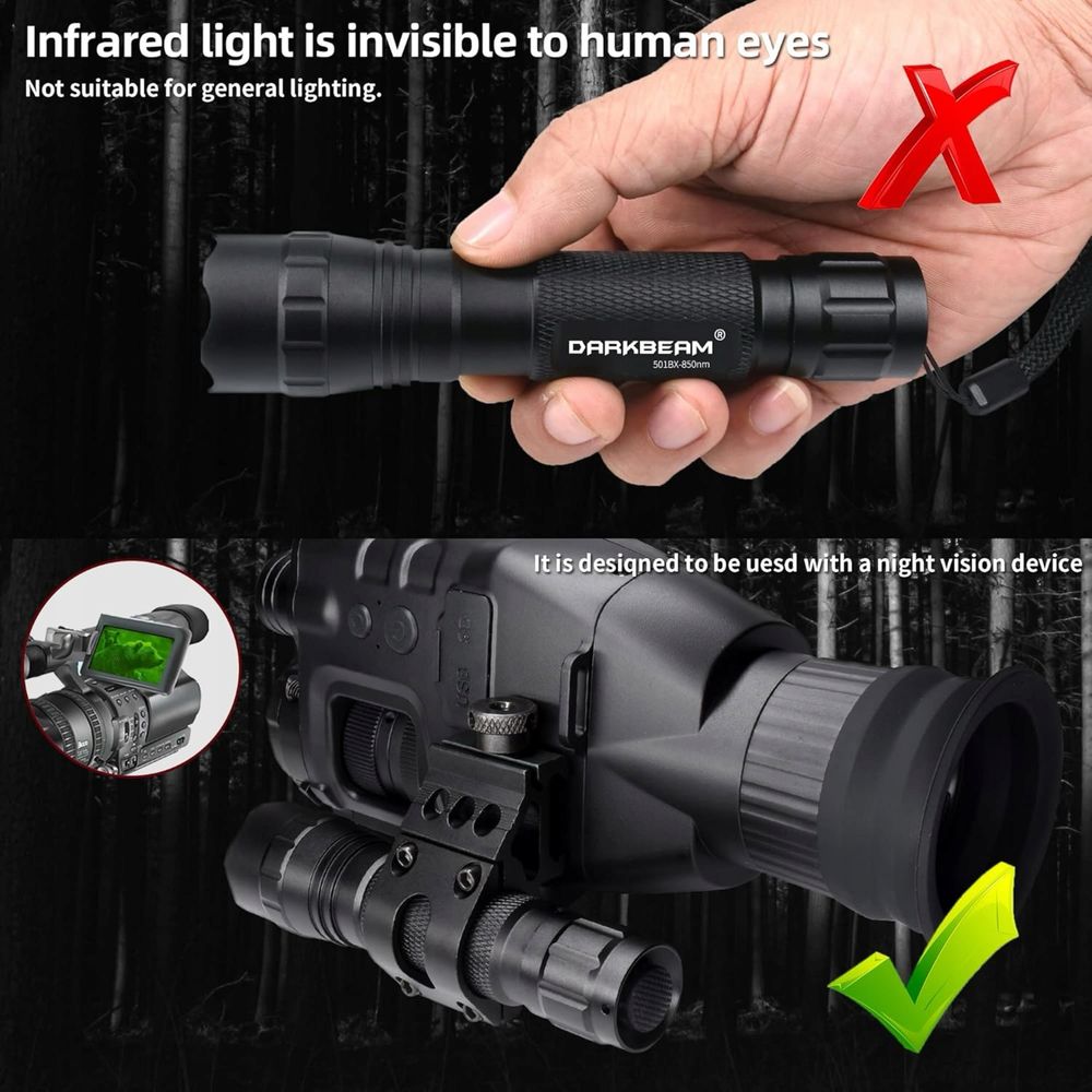 Latarka na podczerwień Night Vision 850 nm LED, 10 W, 501BX