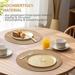Zestaw 12 okrągłych tkanych podkładek stołowych,zmywalne, odporne na t