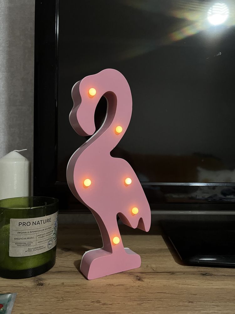 Неоновый LED светильник ночник фламинго